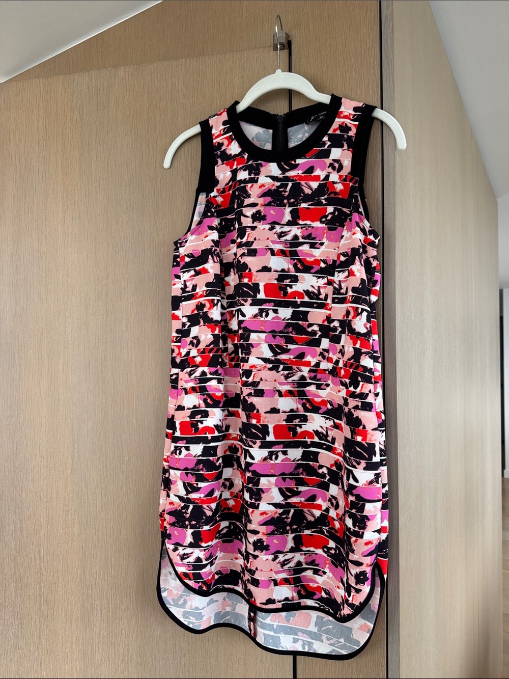 Sam Edelman XS Sleeveless Pink & Black Abstract Print Summer Shift Dress